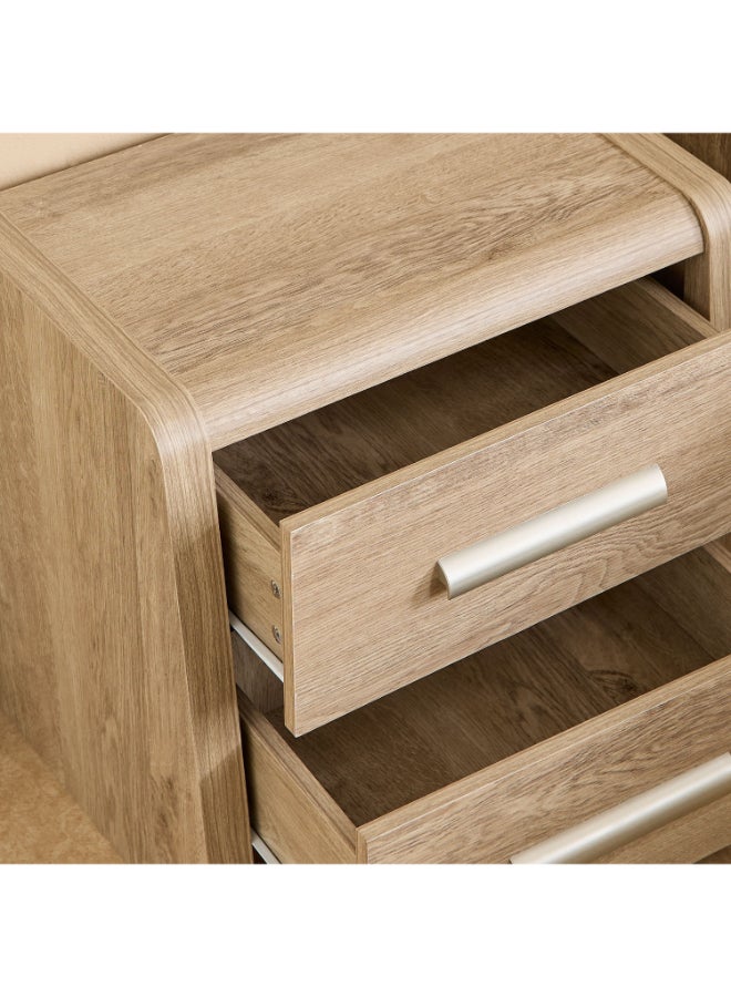 Home Box Curvy Nightstand with 2 Drawers in Light Wood - Image 3